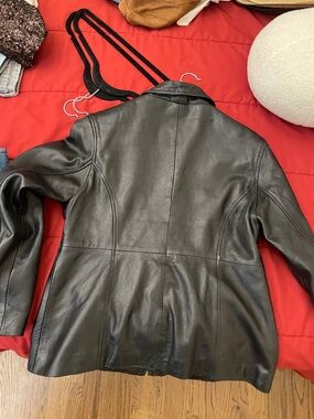 Kasper Black Leather Bomber Jacket